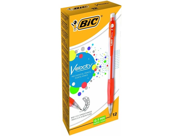 BIC Velocity, Flerfarget, Blå, Oransje, Rosa, Lilla, Gult, 2HB, 0,7 mm, Rund, Uttrekkbar