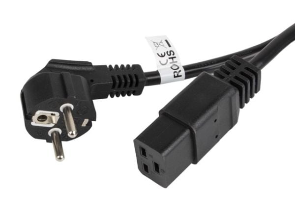 Lanberg - Sähköjohto - CEE 7/7 (han) vinklet til IEC 60320 C19 - 16 A - 1,8 m - lajittelu