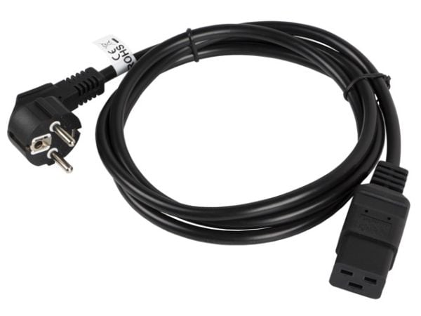 Lanberg - Sähköjohto - CEE 7/7 (han) vinklet til IEC 60320 C19 - 16 A - 1,8 m - lajittelu