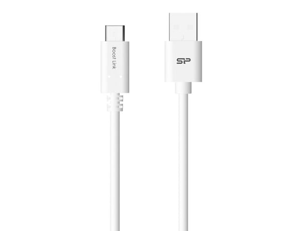 Silicon Power Boost Link PVC LK10AC - USB-kabel - USB-C (hann) til 4-pins mini USB-type A (hann) - USB 2.0 - 2.4 A - 1 m - hvit