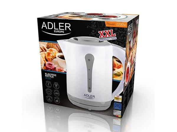 Adler AD 1244, 2,5 l, 2200 W, Hvit, Plast, Vannivåindikator