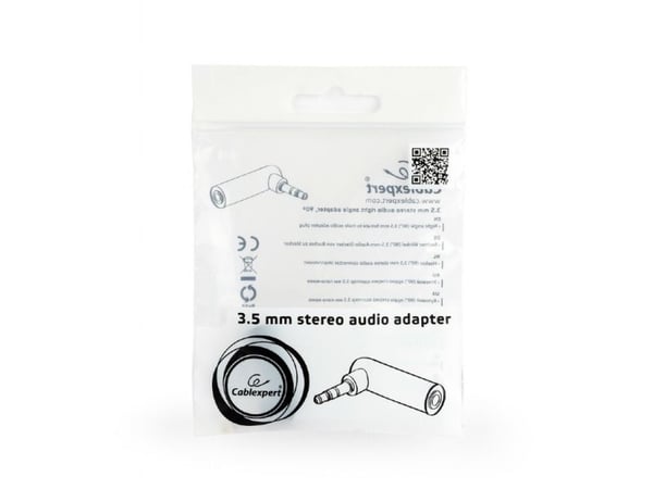 Cablexpert - Rettvinklet adapter - mini-phone stereo 3.5 mm hunn til mini-phone stereo 3.5 mm hann høyrevinklet