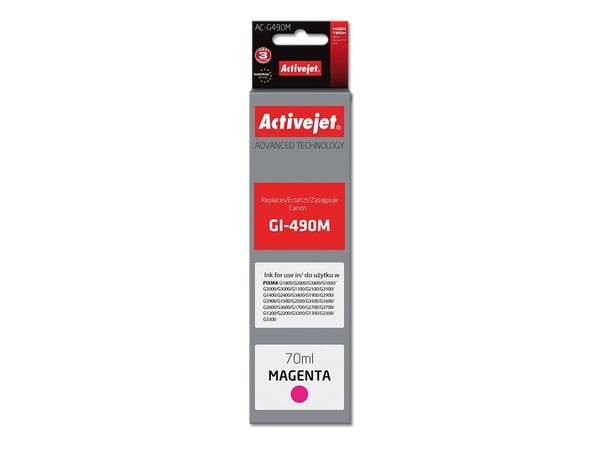 Activejet AC-G490M, Korkea (XL) värintuotto, Magenta, Väripohjainen muste, 70 ml, 1 kpl, Kertapakkaus