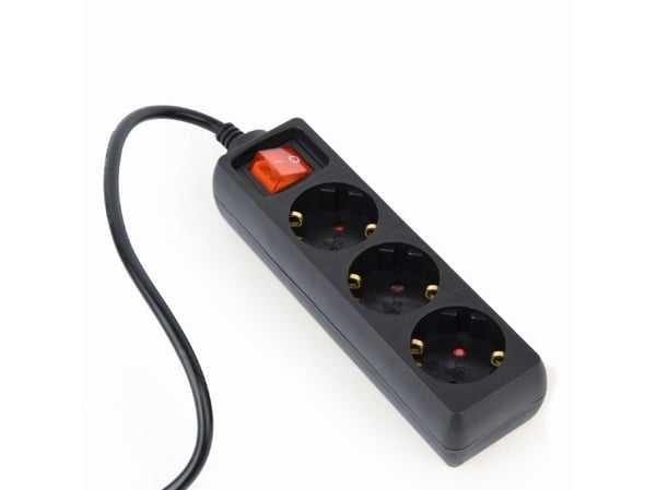 Gembird EG-PSU3-01, 0,6 m, Sisätila, Tyyppi F, Tyyppi C, Musta, 3 AC-pistorasia(a)