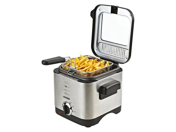 Mesko Home MS 4910, Frityrkoker, 1,5 l, Single/enkelt, Svart, Satin Stål, Rotasjon, Enkeltstående