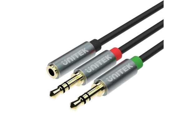 Unitek Y-C957ABK - Audioadapter - minijakk hunn til minijakk hann - 20 cm - grå