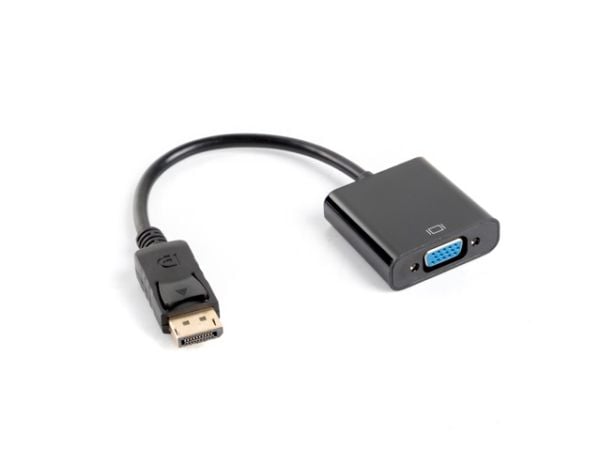 Lanberg - Video adapter - DisplayPort (hann) til HD-15 (VGA) (hunn) - DisplayPort 1.1a - 20 cm - svart