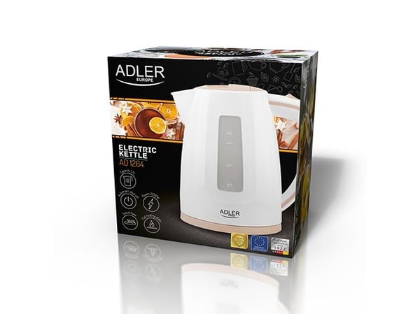 Adler AD 1264, 1,7 l, 2200 W, Hasselnøtt, Hvit, Plast, Vannivåindikator