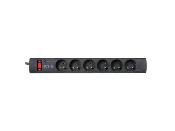 Eaton Protection Strip - Overspenningsavleder - AC 220-250 V - 2500 watt - utgangskontakter: 6 - svart