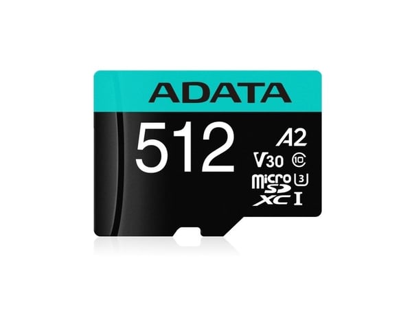 ADATA Premier Pro V30S - Flashminnekort (SD-adapter inkludert) - 512 GB - A2 / Video Class V30 / UHS-I U3 / Class10 - microSDXC UHS-I