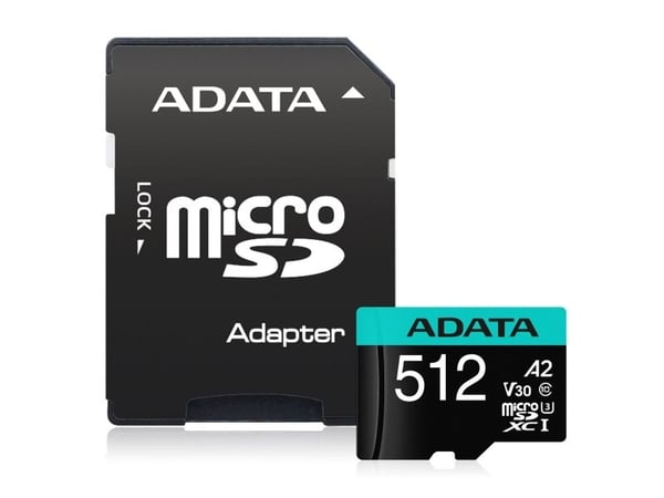 ADATA Premier Pro V30S - Flashminnekort (SD-adapter inkludert) - 512 GB - A2 / Video Class V30 / UHS-I U3 / Class10 - microSDXC UHS-I