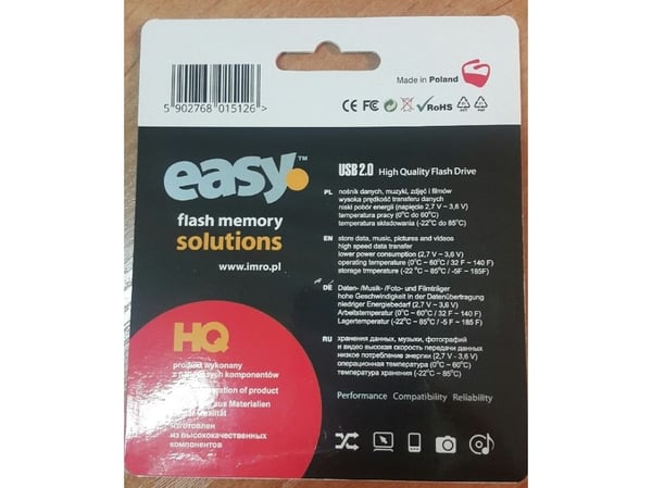 IMRO EASY/8GB, 8 GB, USB Type-A, 2.0, 82 MB/s, Uten lokk, Svart