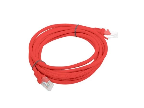 Lanberg - Koblingskabel - RJ-45 (hann) til RJ-45 (hann) - UTP - CAT 5e - formstøpt, uten hindringer, flertrådet - rød, RAL 3017