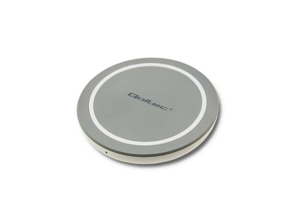 Qoltec RING - Trådløs ladepute - 10 watt - 1.2 A - QC 3.0 - grå