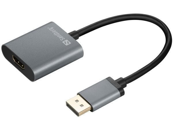 Sandberg - Video adapter - DisplayPort hann til HDMI hunn - 20 cm - 4K-støtte