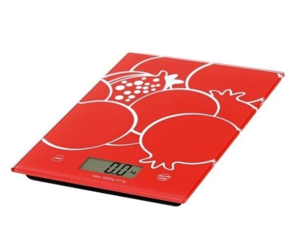 Omega OBSKR, Elektronisk köksvåg, 5 kg, 1 g, Röd, Härdat glas, Glas