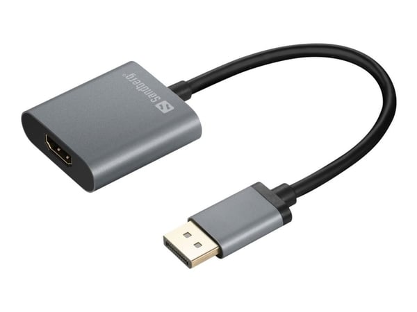 Sandberg - Video adapter - DisplayPort hann til HDMI hunn - 20 cm - 4K-støtte