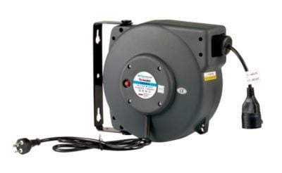 Flowconcept Aut. kabelopruller IP42, grå 3 x 1,5mm2 15m kabel danske stik 1000/2000W 230V 10A
