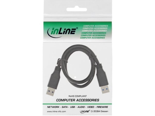 InLine 35203, 0,3 m, USB A, Mini-USB B, USB 3.2 Gen 1 (3.1 Gen 1), Svart