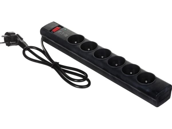 Eaton Protection Strip - Överspänningsskydd - Växelström 220-250 V - 2500 Watt - utgångskontakter: 6 - svart