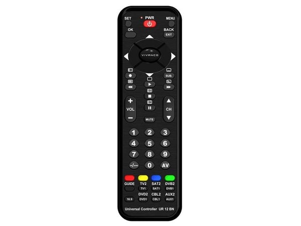 Vivanco UR 12 BN, CD/MD, DVD/Blu-ray, SAT, TV, TV-mottaksboks, VCR, Trykknapper, Sort