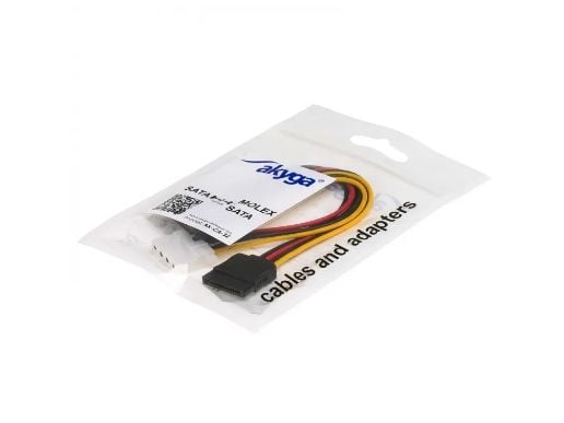 Akyga - Strømadapter - SATA-strøm (hann) til 4-pin intern strøm, SATA-strøm (hunn) - 15 cm