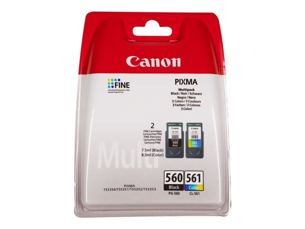 Canon PG-560 / CL-561 Multipack - 2-pack - svart, farge (cyan, magenta, gul) - original - blekkpatron - for PIXMA TS5350, TS5351, TS5352, TS5353, T...