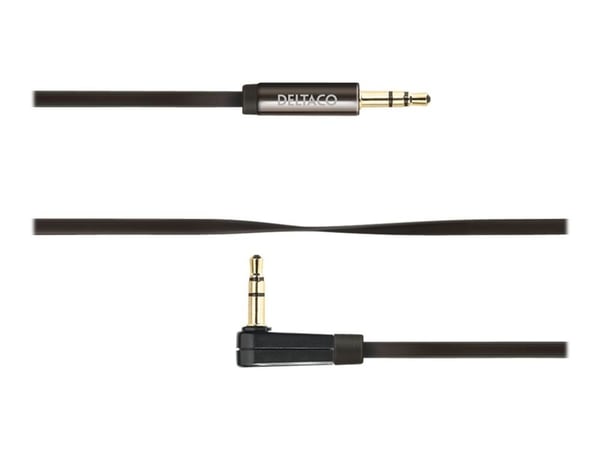 DELTACO AUD-121 - Lydkabel - mini-phone stereo 3.5 mm hann til mini-phone stereo 3.5 mm hann - 1 m - svart - 90° kontakt