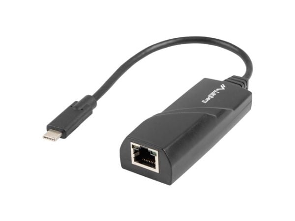 Lanberg NC-1000-02, USB Type-C, RJ-45, Musta, 1 kpl, 0,15 m