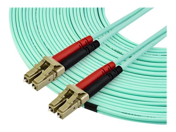 Startech 15m OM3 LC to LC Multimode Duplex Fiber Optic Patch Cable - Aqua - 50/125 - LSZH Fiber Optic Cable - 10Gb (A50FBLCLC15) - Koblingskabel - ...