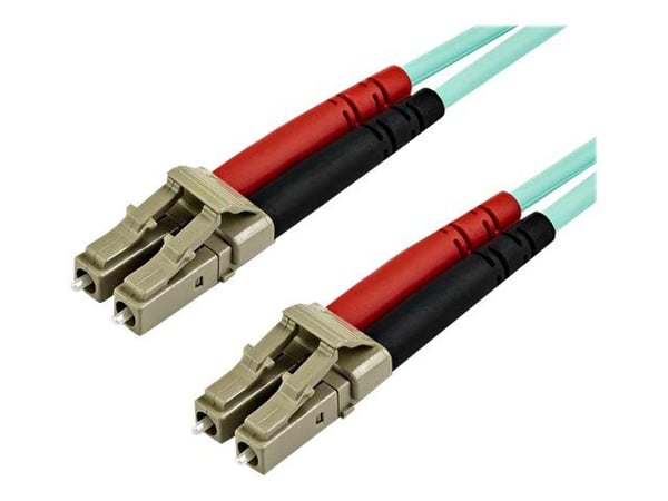 Startech 15m OM3 LC to LC Multimode Duplex Fiber Optic Patch Cable - Aqua - 50/125 - LSZH Fiber Optic Cable - 10Gb (A50FBLCLC15) - Koblingskabel - ...