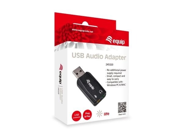 Equip 245320, USB A-tyyppi, 3,5 mm, Musta, 22 mm, 51 mm, 12 mm