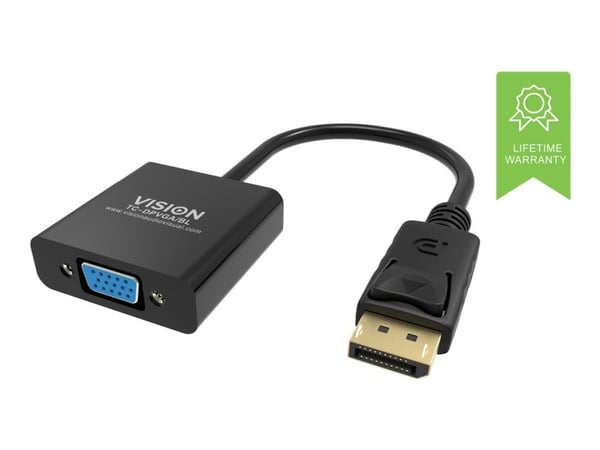 Vision Professional - Video adapter - DisplayPort (hann) til HD-15 (VGA) (hunn) - svart