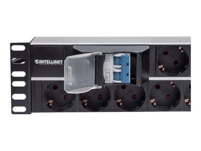 Intellinet 19" 2U 2U Rackmount 15-Way Power Strip - German Type", With Double Air Switch, 3m Power Cord - pistorasia (rack versio) - AC 250 V - tul...