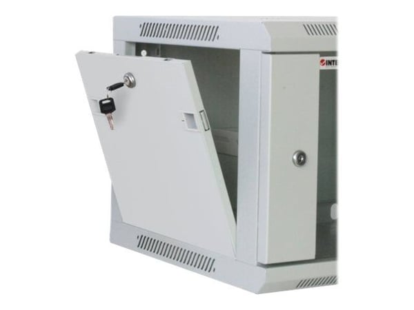 Intellinet Network Cabinet, Wall Mount (Standard), 12U, Usable Depth 350mm/Width 540mm, Grey, Assembled, Max 60kg, Metal & Glass Door, Back Panel, ...