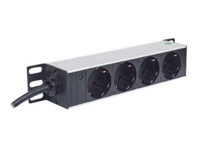 Intellinet 10" 1U 1U Rackmount 4-Way Power Strip - German Type", virran merkkivalolla, ei ylijännitesuojaa, 1.8m virtajohto - pistorasia (rack-vers...
