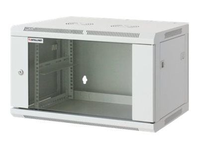 Intellinet Network Cabinet, Wall Mount (Standard), 12U, Usable Depth 350mm/Width 540mm, Grey, Assembled, Max 60kg, Metal & Glass Door, Back Panel, ...
