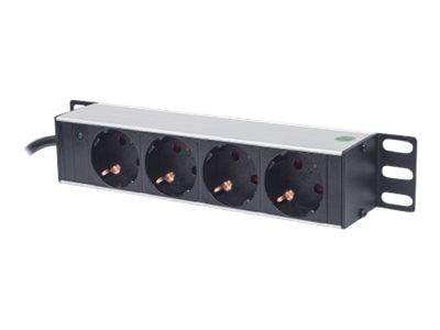 Intellinet 10" 1U 1U Rackmount 4-Way Power Strip - German Type", virran merkkivalolla, ei ylijännitesuojaa, 1.8m virtajohto - pistorasia (rack-vers...