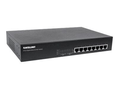 Intellinet 8-Port Gigabit Ethernet PoE+ Switch, 8 x PoE ports, IEEE 802.3at/af Power-over-Ethernet (PoE+/PoE), Endspan, Desktop, Box - Switch - 4 x...