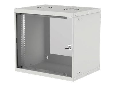 Intellinet Network Cabinet, Wall Mount (Basic), 9U, Usable Depth 500mm/Width 485mm, Grey, Flatpack, Max 50kg, Glass Door, 19", Parts for wall insta...