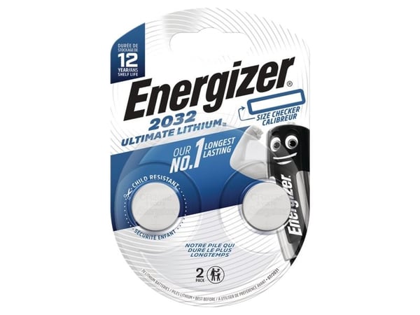 Energizer Ultimate Lithium 2032, Kertakäyttöinen akku, CR2032, Litium, 3 V, 2 kpl, Hopea
