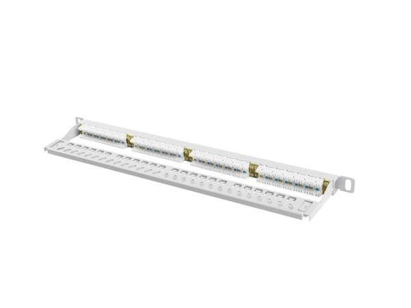 Lanberg PPU6-0024-S - Koblingspanel - CAT 6 - UTP - RJ-45 X 24 - grå, RAL 7035 - 0.5U - 19"