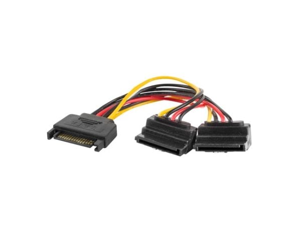 Lanberg - SATA-kabel - SATA-strøm (hann) til SATA-strøm (hunn) vinklet - 15 cm - vinklet