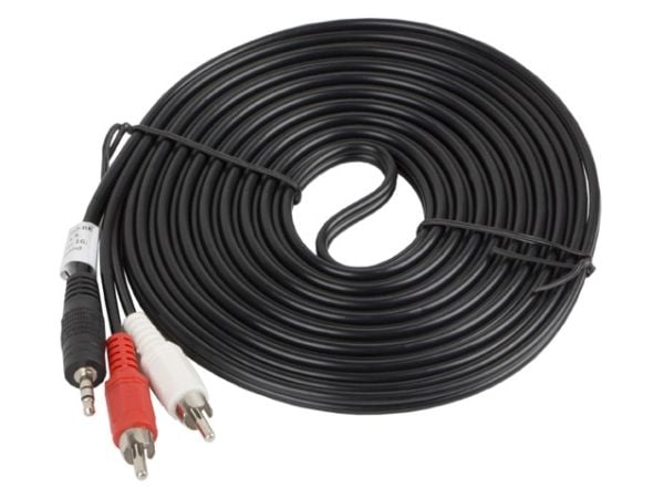 Lanberg - Lydkabel - mini-phone stereo 3.5 mm hann til RCA x 2 hann - 5 m - svart