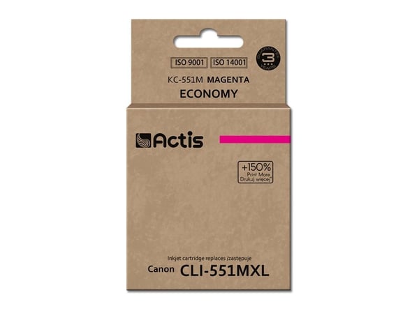 Actis KC-551M, Standard utskriftsproduksjon, Fiolblå, Fargestoffbasert blekk, 12 ml, 1 stykker, Enkeltpakke