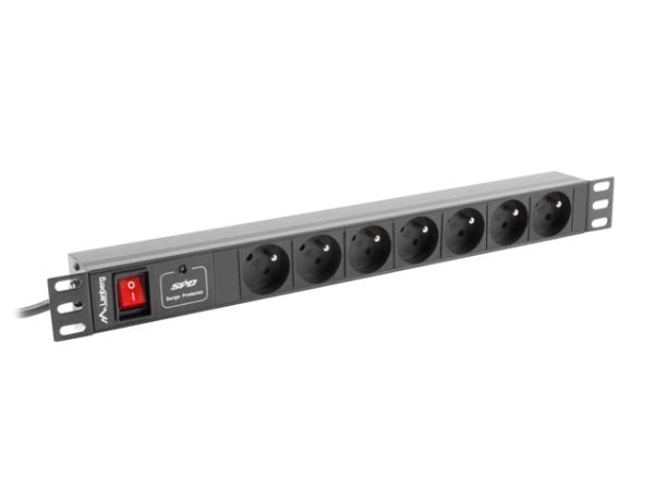Lanberg PDU-07E-0200-IEC-BK, 2 m, 7 AC-pistorasia(a), Sisätila, Tyyppi E, Musta, 220 - 250 V