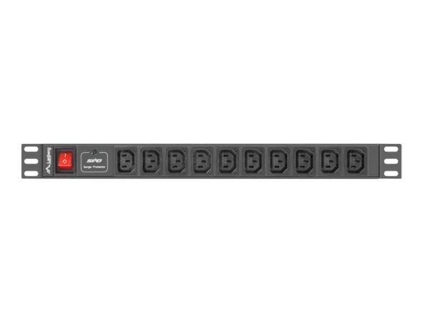Lanberg - Strømfordelerenhet - AC 220-250 V - inngang: IEC 60320 C14 - utgangskontakter: 10 (power IEC 60320 C13) - 1U - 19" - 2 m kabel - svart