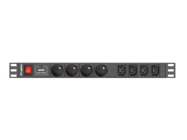 Lanberg PDU-04E04I-0200-IEC-BK - Strømfordelerenhet (kan monteres i rack) - AC 220-250 V - 2500 watt - enkeltfase - inngang: IEC 60320 C14 10A - ut...
