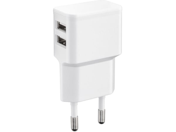 MicroConnect - Strømadapter - 12 watt - 2.4 A - 2 utgangskontakter (2 x USB) - hvit