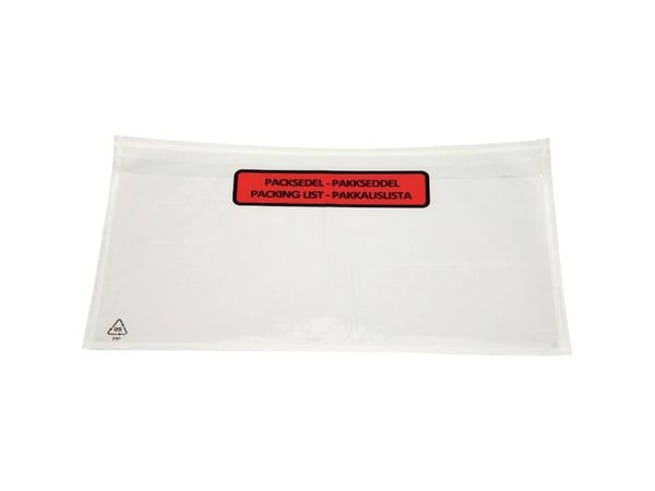 Følgeseddellommer, C65, med tekst, 132 x 235 mm, 30my, pakke a 1.000 stk.
